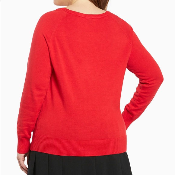 Torrid Retro Red Black Bow Sweater 1X NWT - Picture 3 of 5